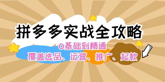 拼多多实战全攻略：0基础到精通，覆盖选品、运营、推广、起款-资源V站