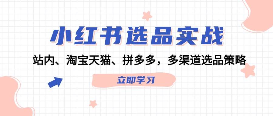 小红书选品实战：站内、淘宝天猫、拼多多，多渠道选品策略-资源V站