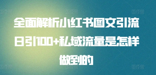 暴力引流 小红书图文引流日引100私域全面拆解【打粉人必看】-资源V站