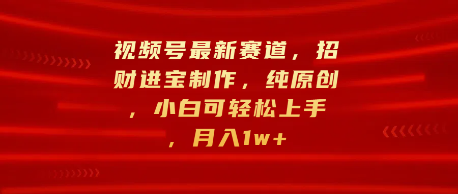 视频号最新赛道，招财进宝制作，纯原创，小白可轻松上手，月入1w+-资源V站