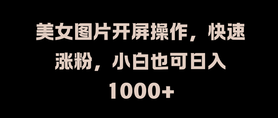 美女图片开屏操作，快速涨粉，小白也可日入1000+-资源V站