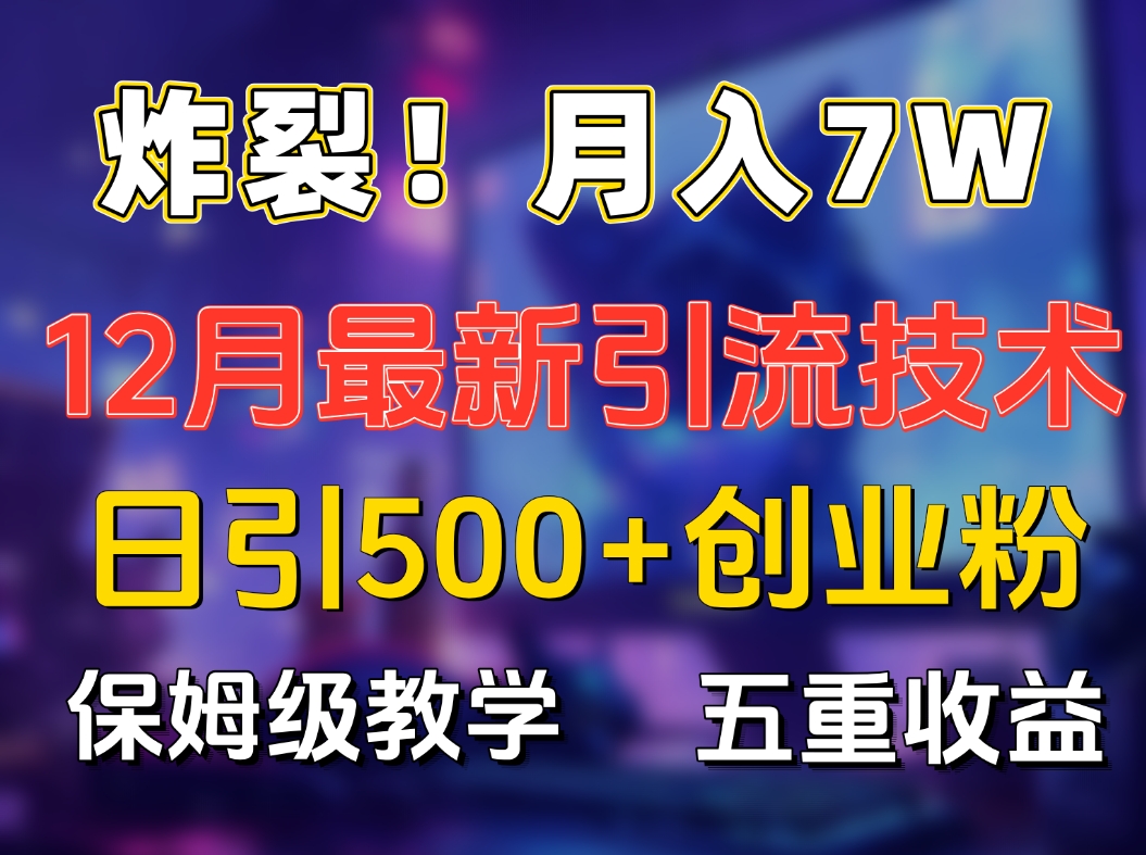 炸裂！月入7W+揭秘12月最新日引流500+精准创业粉，多重收益保姆级教学-资源V站