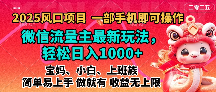 2025蓝海风口项目，微信流量主最新玩法，轻松日入1000+，简单易上手，做就有 收益无上限-资源V站