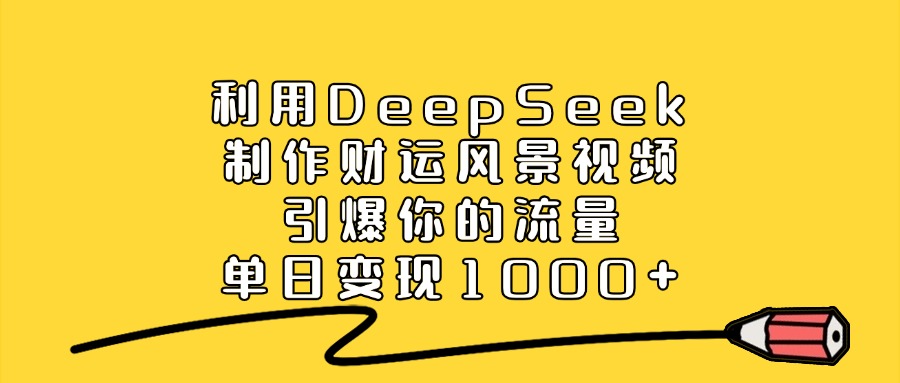 利用DeepSeek制作财运风景视频，引爆你的流量，单日变现1000+-资源V站