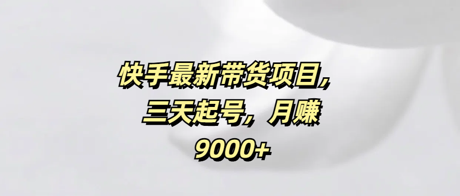 快手最新带货项目，三天起号，月赚9000+-资源V站