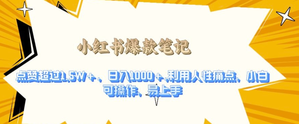 利用人性的痛点，打造爆款笔记，获得点赞超过1.5W+，日入1k【揭秘】-资源V站