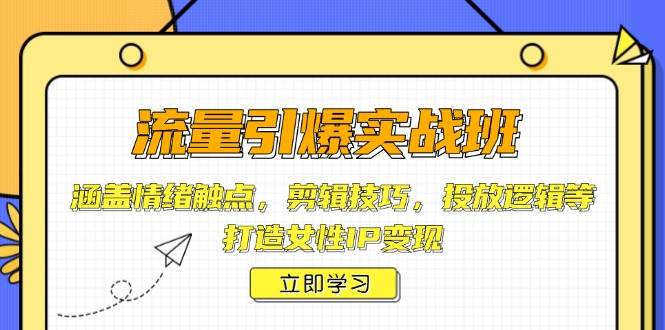 流量引爆实战班，涵盖情绪触点，剪辑技巧，投放逻辑等，打造女性IP变现-资源V站