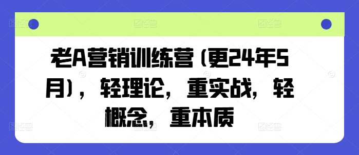 老A营销训练营(更24年12月)，轻理论，重实战，轻概念，重本质-资源V站
