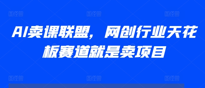 AI卖课联盟，网创行业天花板赛道就是卖项目-资源V站