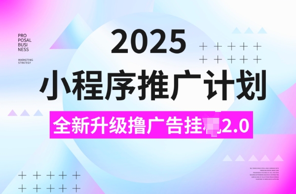 2025小程序推广计划，撸广告挂JI3.0玩法，日均5张【揭秘】-资源V站