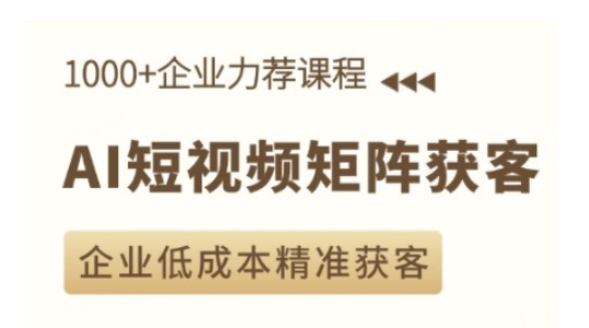AI短视频矩阵获客实操课，企业低成本精准获客-资源V站