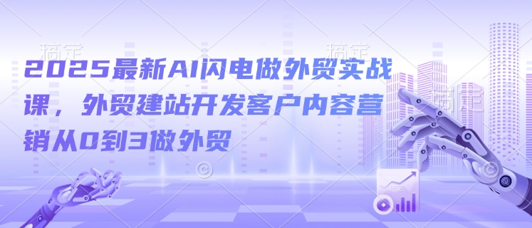 2025最新AI闪电做外贸实战课，外贸建站开发客户内容营销从0到3做外贸-资源V站