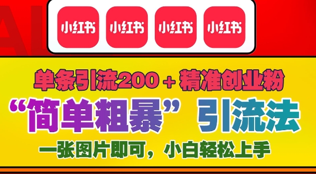 12月底小红书”简单粗暴“引流法，单条引流200+精准创业粉-资源V站