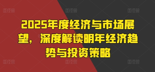 2025年度经济与市场展望，深度解读明年经济趋势与投资策略-资源V站