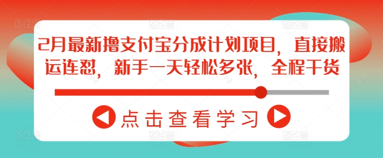 2月最新撸支付宝分成计划项目，直接搬运连怼，新手一天轻松多张，全程干货-资源V站