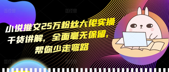 小说推文25万粉丝大佬实操干货讲解，全面毫无保留，帮你少走弯路-资源V站