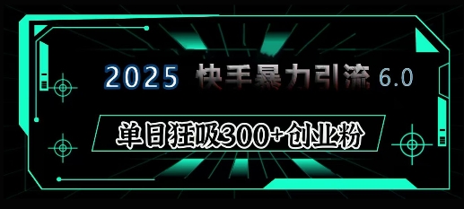2025年快手6.0保姆级教程震撼来袭，单日狂吸300+精准创业粉-资源V站