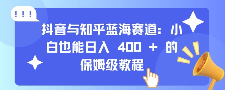 抖音与知乎蓝海赛道：小白也能日入 4张 的保姆级教程-资源V站