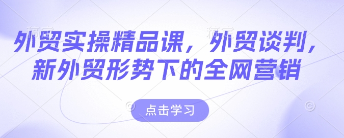外贸实操精品课，外贸谈判，新外贸形势下的全网营销-资源V站
