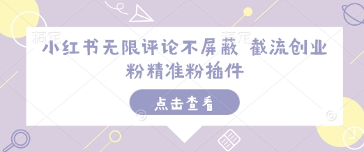 小红书无限评论不屏蔽 截流创业粉精准粉插件-资源V站