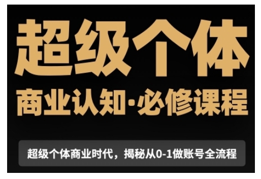 超级个体商业认知觉醒视频课，商业认知·必修课程揭秘从0-1账号全流程-资源V站