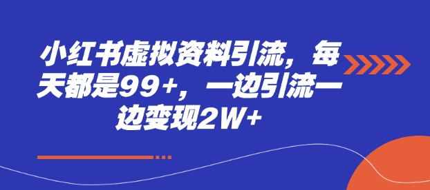 小红书虚拟资料引流，每天都是99+，一边引流一边变现2W+-资源V站