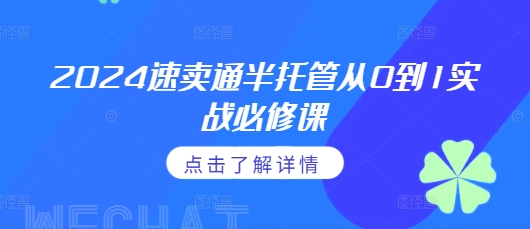 2024速卖通半托管从0到1实战必修课，掌握通投广告打法、熟悉速卖通半托管的政策细节-资源V站