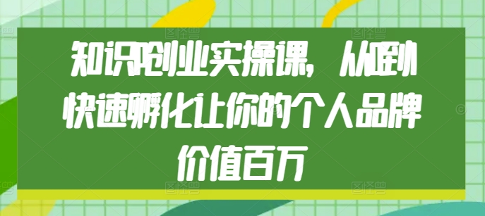知识IP创业实操课，从0到1快速孵化让你的个人品牌价值百万-资源V站