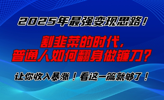 2025年最强变现思路，割韭菜的时代， 普通人如何翻身做镰刀？【揭秘】-资源V站