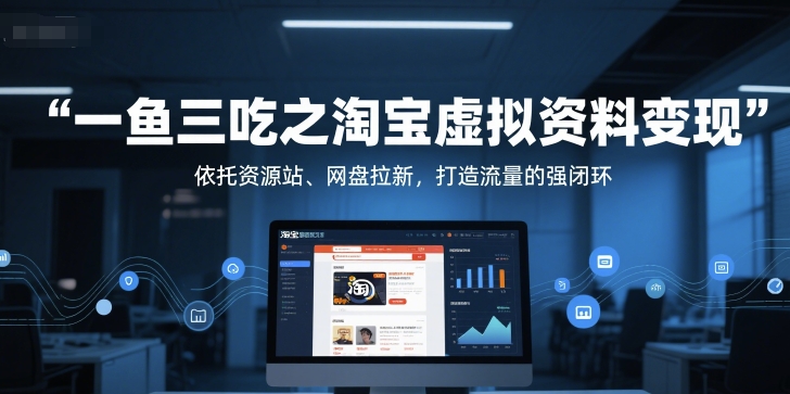 一鱼三吃之淘宝虚拟资料变现，依托资源站、网盘拉新，打造流量的强闭环-资源V站