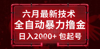 六月最新技术全自动暴力撸金，稳定日入2k+包起号，长期稳定【揭秘】-资源V站