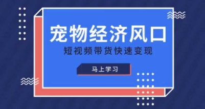 宠物赛道快速变现精品课，宠物经济风口，短视频带货快速变现-资源V站