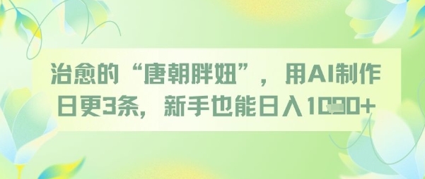 治愈的“唐朝胖妞”，用AI制作日更3条，新手也能日入多张-资源V站