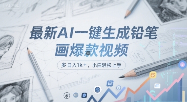 最新AI一键生成铅笔画爆款视频，多平台分发，日 入1k+，小白轻松上手【揭秘】-资源V站