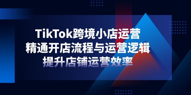TikTok跨境小店运营，精通开店流程与运营逻辑，提升店铺运营效率-资源V站