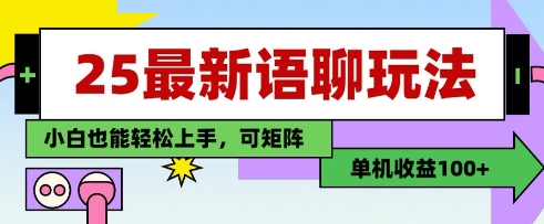 25年最新语聊玩法，纯手工，单机收益100+，小白也能轻松上手，可矩阵操作-资源V站