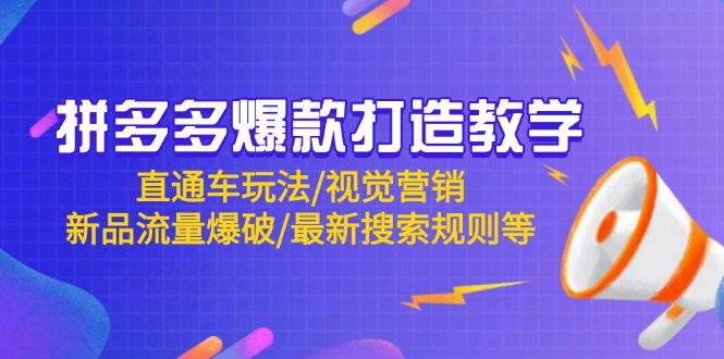 拼多多爆款打造教学：直通车玩法/视觉营销/新品流量爆破/最新搜索规则等-资源V站