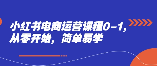 小红书电商运营课程0-1，从零开始，简单易学-资源V站