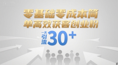 零基础零成本简单高效获客创业粉，一天引流30+-资源V站
