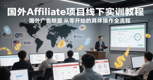 国外Affiliate项目线下实训教程，国外广告联盟从零开始的具体操作全流程-资源V站