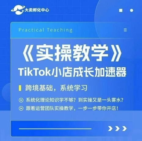 大卖家孵化中心TikTok实操课，TikTok小店成长加速器，跨境基础系统学习，一步一步带你开店-资源V站
