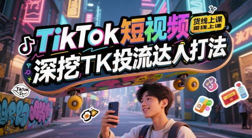 TikTok短视频带货线上课，深挖TK投流达人打法-点点短视频网