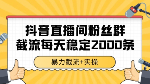 抖音直播间粉丝群暴力截流，一台电脑每天稳定2000条数据【揭秘】-资源V站