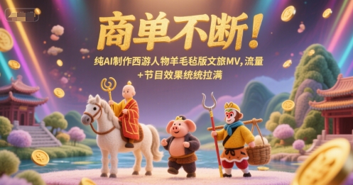 商单不断！纯AI制作西游人物羊毛毡版文旅MV，流量+节目效果统统拉满-资源V站
