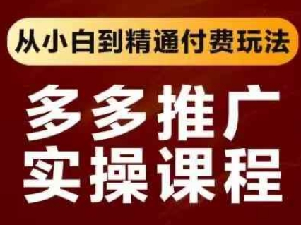 拼多多推广实操课程，从小白到精通付费玩法-资源V站