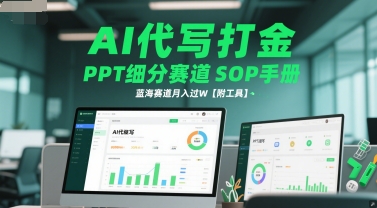 AI代写打金，PPT细分赛道SOP手册，蓝海赛道月入过W【附工具】-资源V站