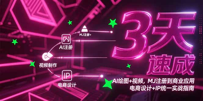3天速成AI绘图+视频，MJ注册到商业应用，电商设计+IP统一实战指南-资源V站
