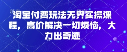 淘宝付费玩法无界实操课程，高价解决一切烦恼，大力出奇迹-资源V站