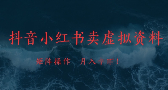 抖音小红书卖虚拟资料，市场需求一直存在，矩阵操作，月入1w+-资源V站