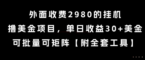 外面收费2980的挂G撸美金项目，单日收益30+美金，可批量可矩阵【揭秘】-天行资源库